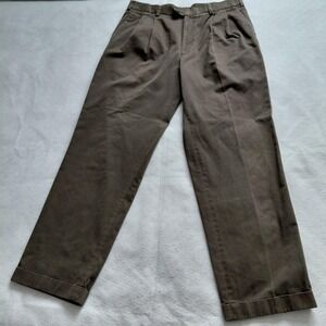 Natural Issue Mens Brown Pleated Chinos Pants 38x34 Cotton Blend Workwear Casual